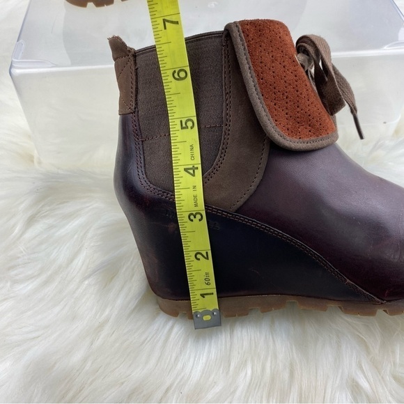 MERRELL CINNAMON SMOOTH BROWN LEATHER WEDGE ANKLE BOOTIES SIZE W7 - Picture 10 of 10